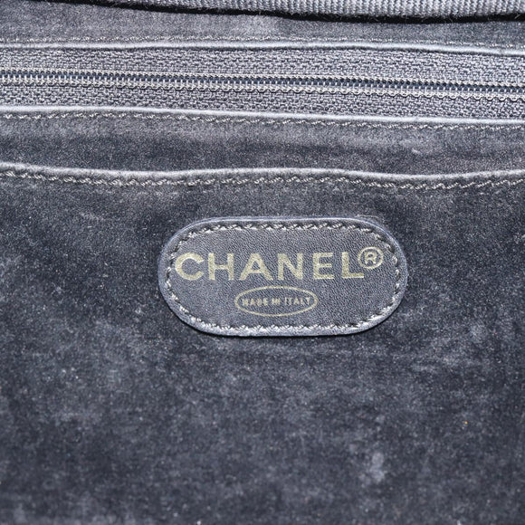 CHANEL COCO Mark Vanity Hand Bag Patent leather Black Gold CC Auth 181661