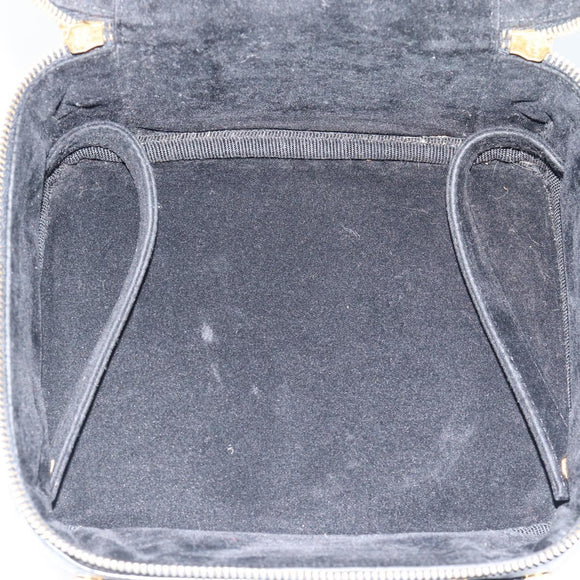 CHANEL COCO Mark Vanity Hand Bag Patent leather Black Gold CC Auth 181661