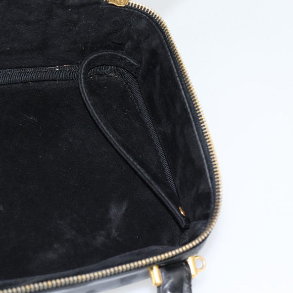 CHANEL COCO Mark Vanity Hand Bag Patent leather Black Gold CC Auth 181661