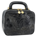 CHANEL COCO Mark Vanity Hand Bag Patent leather Black Gold CC Auth 181661-1
