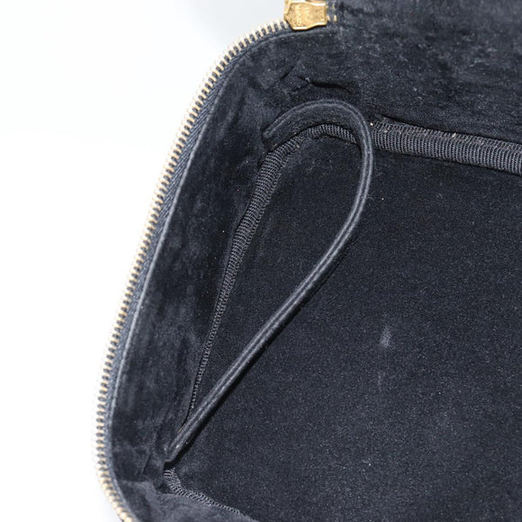 CHANEL COCO Mark Vanity Hand Bag Patent leather Black Gold CC Auth 181661