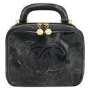 CHANEL COCO Mark Vanity Hand Bag Patent leather Black Gold CC Auth 181661-13