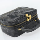 CHANEL COCO Mark Vanity Hand Bag Patent leather Black Gold CC Auth 181661-6