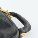 CHANEL COCO Mark Vanity Hand Bag Patent leather Black Gold CC Auth 181661-14