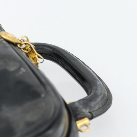 CHANEL COCO Mark Vanity Hand Bag Patent leather Black Gold CC Auth 181661