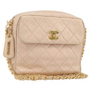 CHANEL Matelasse Ketting Schoudertas Lamsleer Roze Goud CC Auth 181663A-1