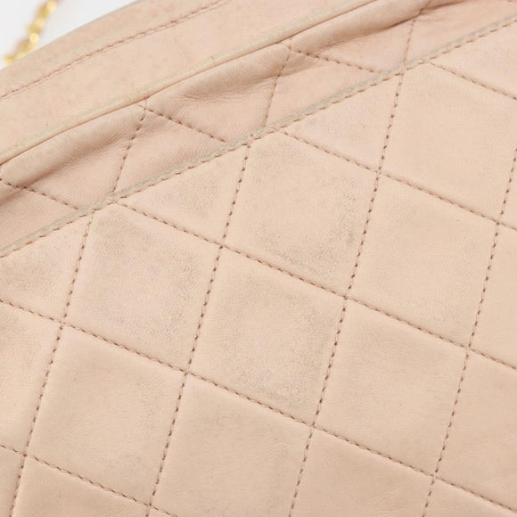 CHANEL Matelasse Ketting Schoudertas Lamsleer Roze Goud CC Auth 181663A