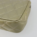 CHANEL Chain Mini Matelasse 16 Bag Patent leather Green Silver CC Auth 181668V-12
