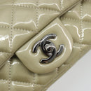 CHANEL Chain Mini Matelasse 16 Bag Patent leather Green Silver CC Auth 181668V-14
