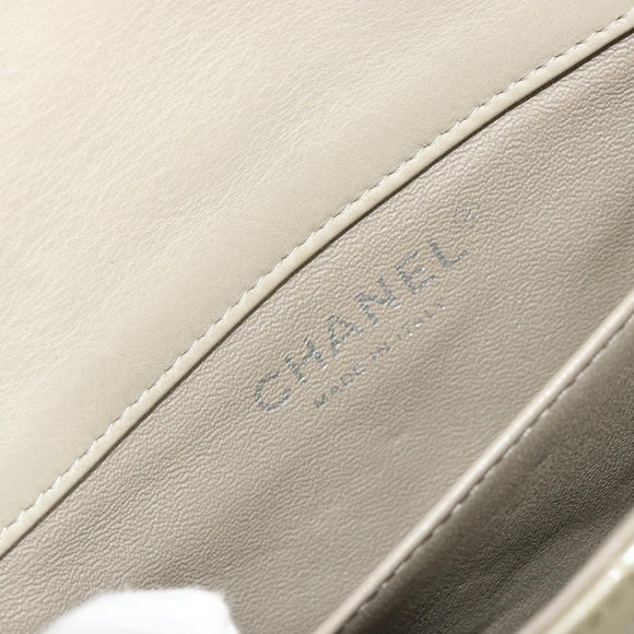 CHANEL Chain Mini Matelasse 16 Bag Patent leather Green Silver CC Auth 181668V