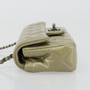 CHANEL Chain Mini Matelasse 16 Bag Patent leather Green Silver CC Auth 181668V-5