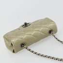 CHANEL Chain Mini Matelasse 16 Bag Patent leather Green Silver CC Auth 181668V-6
