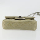 CHANEL Chain Mini Matelasse 16 Bag Patent leather Green Silver CC Auth 181668V-9