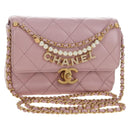 CHANEL Chain Mini Matelasse 18 Bag Lamb Skin Pink Gold CC Auth 181669SAM-1