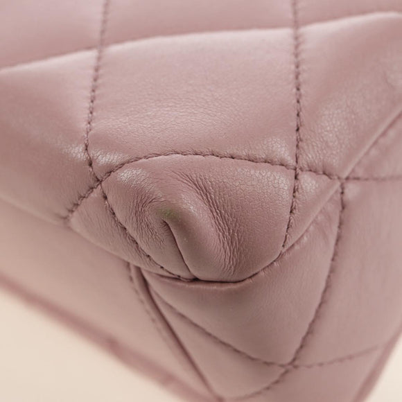 CHANEL Chain Mini Matelasse 18 Bag Lamb Skin Pink Gold CC Auth 181669SAM