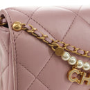 CHANEL Chain Mini Matelasse 18 Bag Lamb Skin Pink Gold CC Auth 181669SAM-14