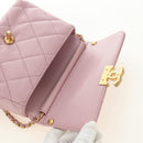 CHANEL Chain Mini Matelasse 18 Bag Lamb Skin Pink Gold CC Auth 181669SAM-18