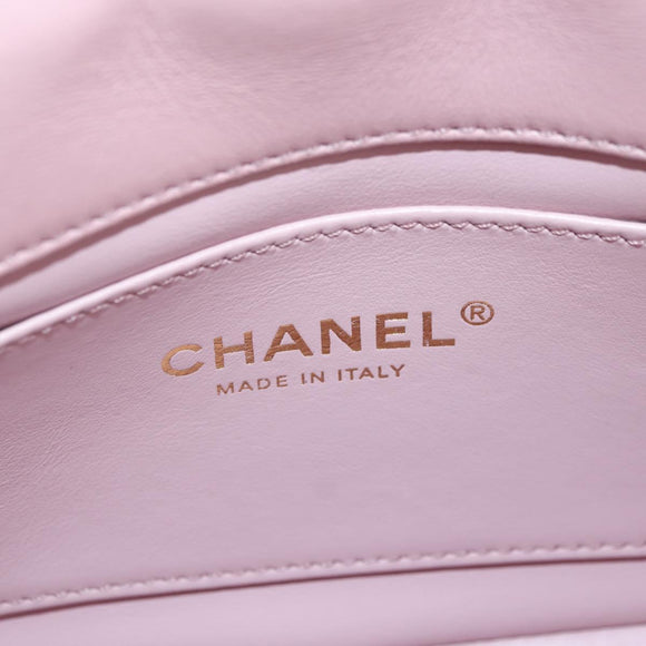 CHANEL Chain Mini Matelasse 18 Bag Lamb Skin Pink Gold CC Auth 181669SAM