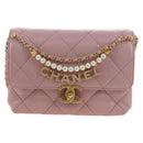 CHANEL Chain Mini Matelasse 18 Bag Lamb Skin Pink Gold CC Auth 181669SAM-2