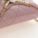 CHANEL Chain Mini Matelasse 18 Bag Lamb Skin Pink Gold CC Auth 181669SAM-6