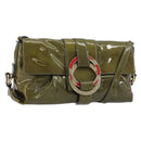 BVLGARI Shoulder Bag Patent leather Green Gold Auth 181670A-1