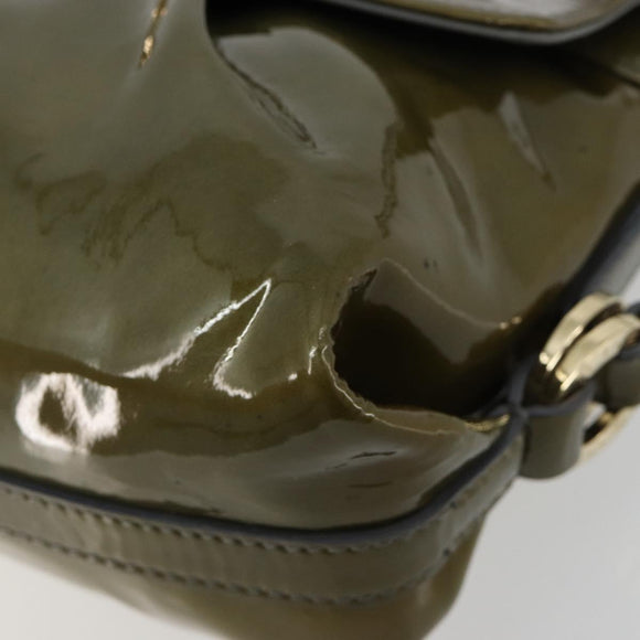 BVLGARI Shoulder Bag Patent leather Green Gold Auth 181670A