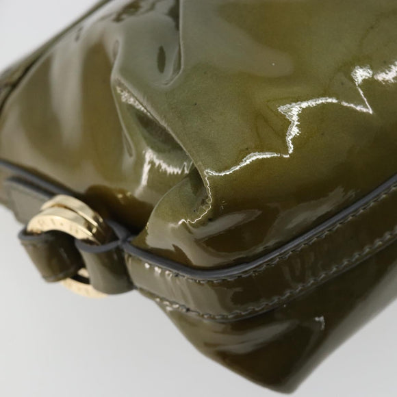 BVLGARI Shoulder Bag Patent leather Green Gold Auth 181670A