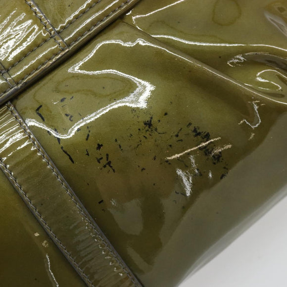 BVLGARI Shoulder Bag Patent leather Green Gold Auth 181670A