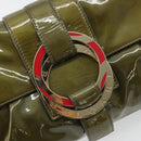 BVLGARI Shoulder Bag Patent leather Green Gold Auth 181670A-18