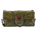 BVLGARI Shoulder Bag Patent leather Green Gold Auth 181670A-13
