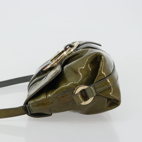 BVLGARI Shoulder Bag Patent leather Green Gold Auth 181670A