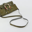 BVLGARI Shoulder Bag Patent leather Green Gold Auth 181670A-7