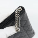 CHANEL Matelasse Cambon Line Long Wallet Leather Black Silver CC Auth 181675V-8