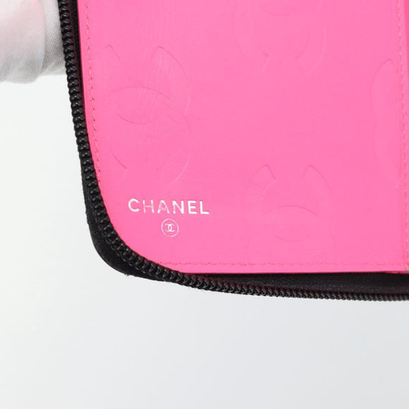 CHANEL Matelasse Cambon Line Long Wallet Leather Black Silver CC Auth 181675V