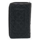 CHANEL Matelasse Cambon Line Long Wallet Leather Black Silver CC Auth 181675V-2