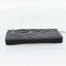 CHANEL Matelasse Cambon Line Long Wallet Leather Black Silver CC Auth 181675V-3