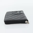 CHANEL Matelasse Cambon Line Long Wallet Leather Black Silver CC Auth 181675V-5