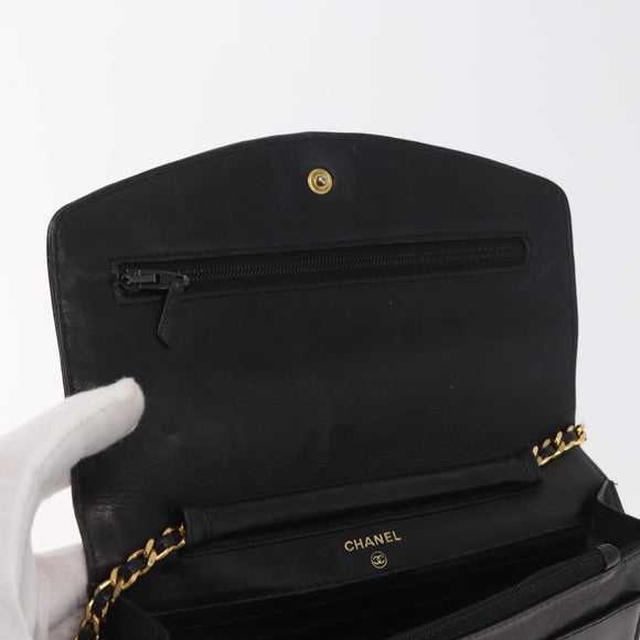 CHANEL COCO Mark Chain Shoulder Bag Patent leather Black Gold CC Auth 181676A