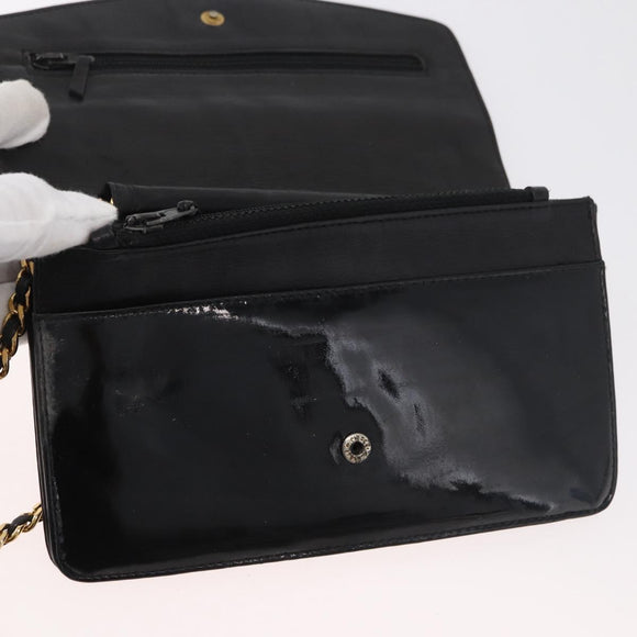 CHANEL COCO Mark Chain Shoulder Bag Patent leather Black Gold CC Auth 181676A
