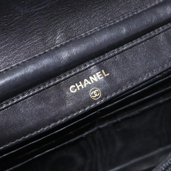 CHANEL COCO Mark Chain Shoulder Bag Patent leather Black Gold CC Auth 181676A