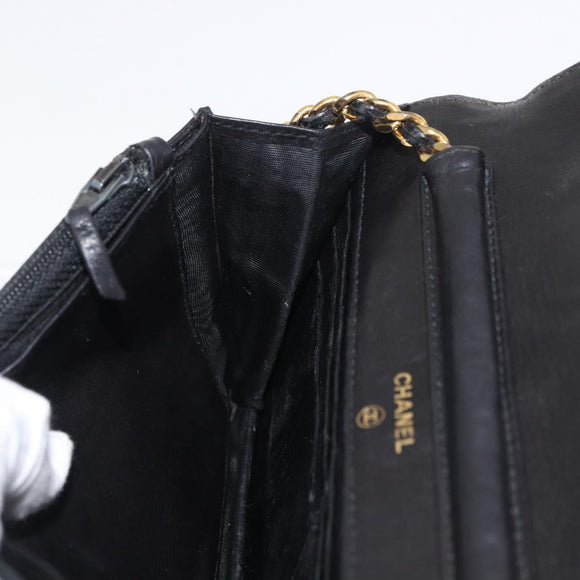 CHANEL COCO Mark Chain Shoulder Bag Patent leather Black Gold CC Auth 181676A