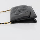 CHANEL COCO Mark Chain Shoulder Bag Patent leather Black Gold CC Auth 181676A-4