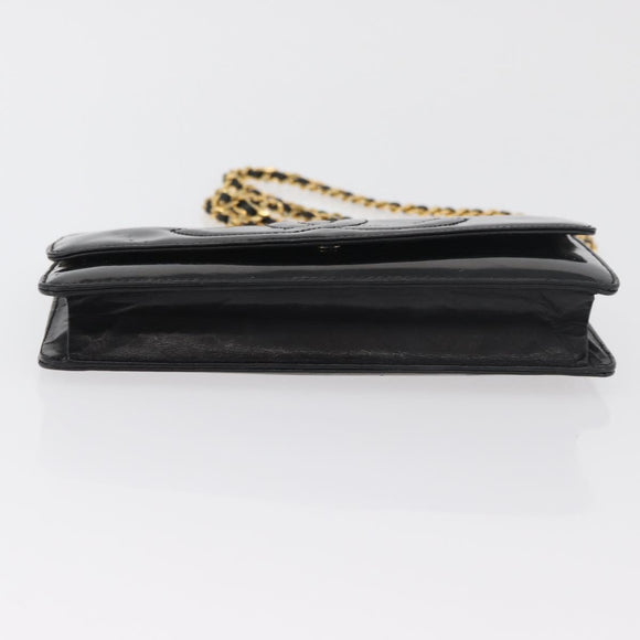 CHANEL COCO Mark Chain Shoulder Bag Patent leather Black Gold CC Auth 181676A
