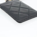 CHANEL Matelasse Chain Card Case Lamb Skin Black Gold CC Auth 181678A-11