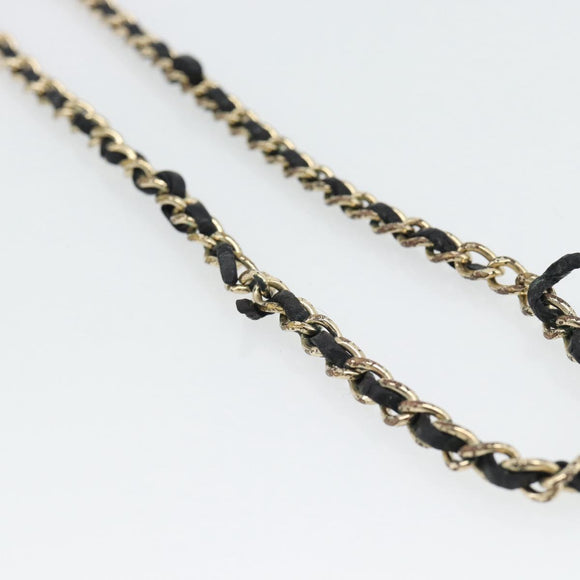 CHANEL Matelasse Chain Card Case Lamb Skin Black Gold CC Auth 181678A