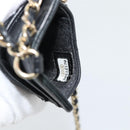 CHANEL Matelasse Chain Card Case Lamb Skin Black Gold CC Auth 181678A-22