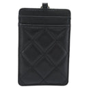 CHANEL Matelasse Chain Card Case Lamb Skin Black Gold CC Auth 181678A-3