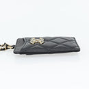 CHANEL Matelasse Chain Card Case Lamb Skin Black Gold CC Auth 181678A-4