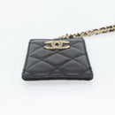 CHANEL Matelasse Chain Card Case Lamb Skin Black Gold CC Auth 181678A-7