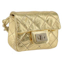 CHANEL Matelasse 2.55 Pouch Leather Gold CC Auth 181679SM-1